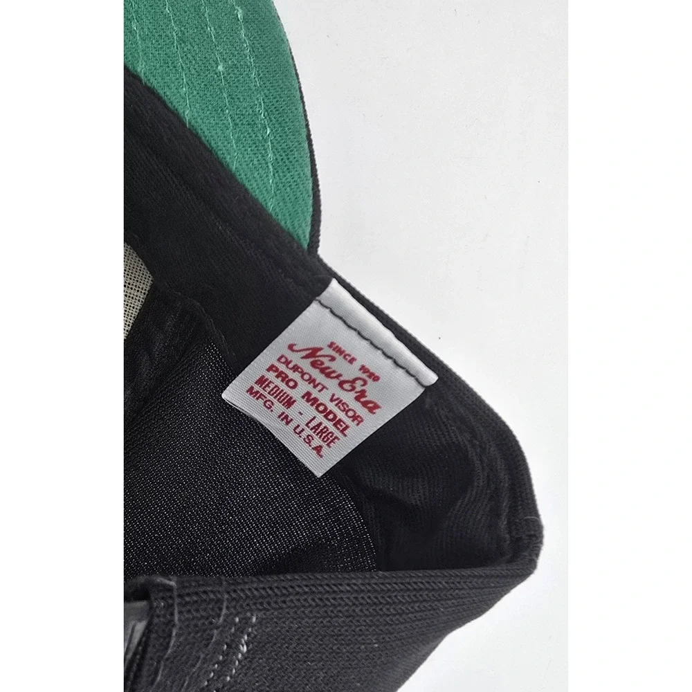 Vintage New Era Ballard Bros Coal Snapback Hat M/L Black White Green Underbrim